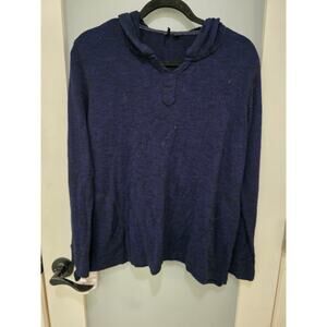 Kenzie Navy Blue Lightweight Hoodie Sweater – Women’s Medium Pullover Knit Top
